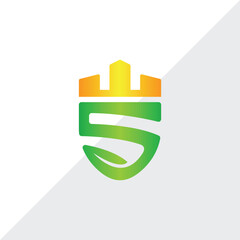 Letter S Leaf and Shield Logo