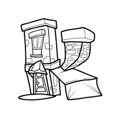 House alphabet fun and cute cartoon line art good for coloring book for children 