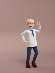 3D rendered cartoon old doctor