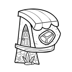 House alphabet fun and cute cartoon line art good for coloring book for children 