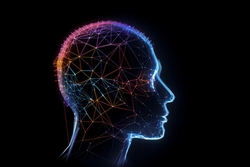 Futuristic Corporate Background with Human Head and Cyberspace Design, Generative AI