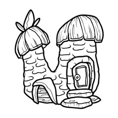 House alphabet fun and cute cartoon line art good for coloring book for children 