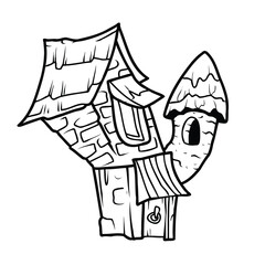 House alphabet fun and cute cartoon line art good for coloring book for children 