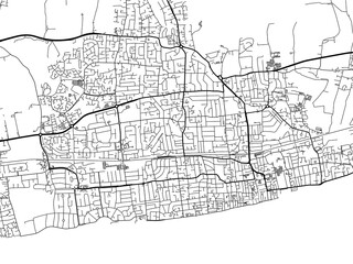 Road map of the city of  Worthing the United Kingdom on a white background.