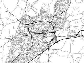 Road map of the city of  Basingstoke the United Kingdom on a white background.