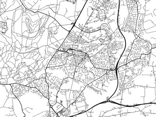 Fototapeta na wymiar Road map of the city of Aldershot the United Kingdom on a white background.