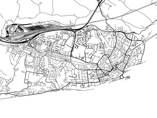 Road map of the city of  Folkestone the United Kingdom on a white background.