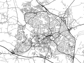 Road map of the city of  Swindon the United Kingdom on a white background.