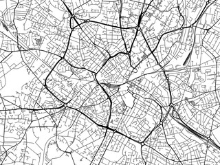 Road map of the city of  Birmingham Center the United Kingdom on a white background.