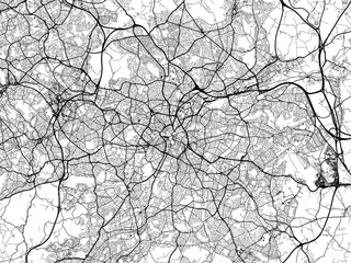 Road map of the city of  Birmingham the United Kingdom on a white background.