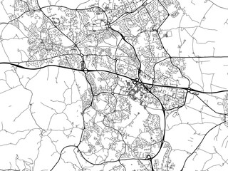 Obraz premium Road map of the city of Telford the United Kingdom on a white background.