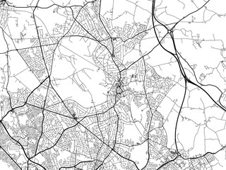 Road map of the city of  Sutton Coldfield the United Kingdom on a white background.