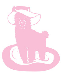 Llama wearing a hat  in water silhouette