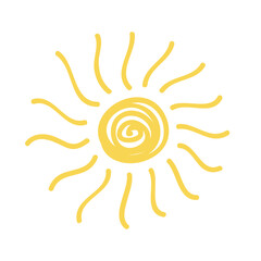 Hand drawn sun symbol Cute doodle drawing art icon