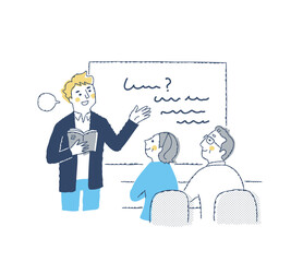 授業を受けているシニアの男女