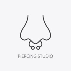 Piercing Studio Logo Template. Pierced Nose Icon
