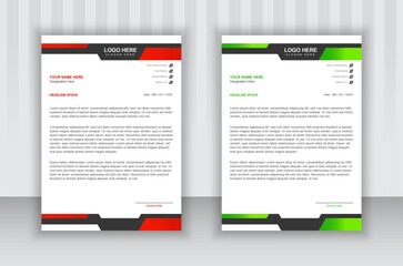Attractive and abstract letterhead design. A gradient of red and green between black.