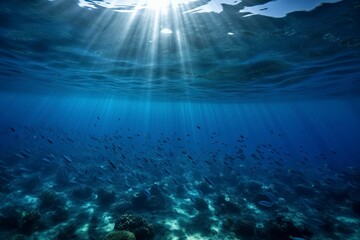 Fototapeta na wymiar The Underwater World Under Sunshine. AI technology generated image