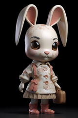 Obraz na płótnie Canvas Cute And Adorable Rabbit As Fashion Model In Streetwear Clothing Studio Lightning Generative Ai Digital Illustration Part#10423