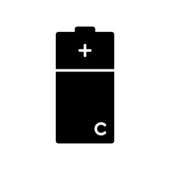 c battery icon in glyph style on white background