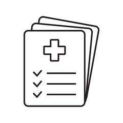 Medical record icon, medical report icon, medical history thin line icon, vector isolated.