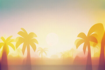 Fototapeta na wymiar Summer background with palm trees and sun. Tropical island background. Generated by AI