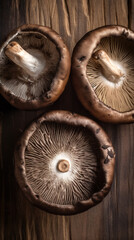Portobello Mushrooms  on a Wooden Table