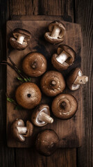 Portobello Mushrooms  on a Wooden Table