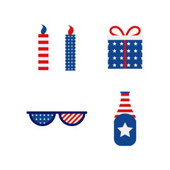 4th of july set in flat style. Independence day USA, illustration design vector.