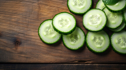 Sliced Cucumbers on Wooden Table