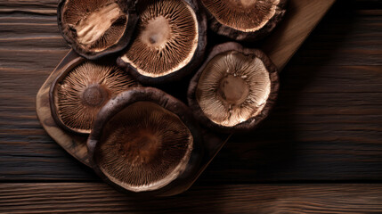 Sliced Portobello Mushrooms on a Wooden Table