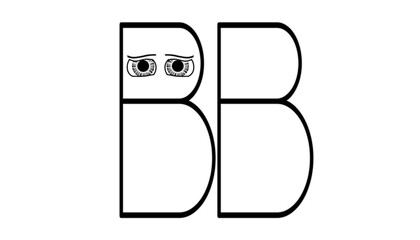Capital letter BB cartoon eye