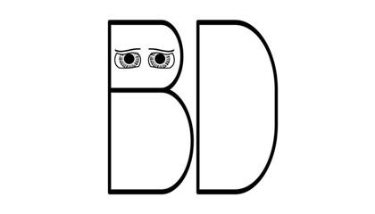Capital letter BD cartoon eye