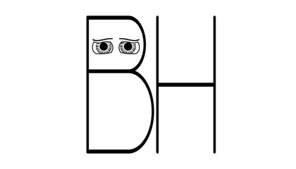Capital letter BH cartoon eye