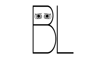 Capital letter BL cartoon eye