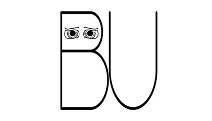 Capital letter BU cartoon eye