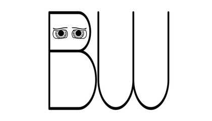 Capital letter BW cartoon eye