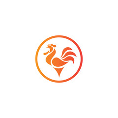 Rooster logo design template. Chicken Vector Illustration