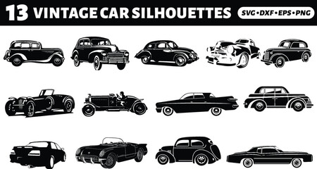 Vintage Car Silhouettes Bundle
