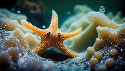 Starfish Underwater. Cute Character Design. Sea Star Generative AI