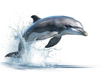 dolphin jumping out of water - obrazy, fototapety, plakaty