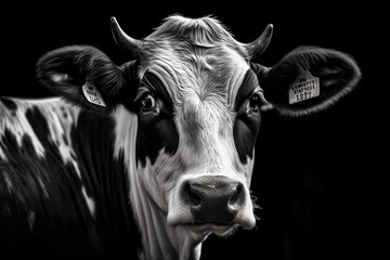 Naklejka premium black and white cow