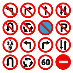 Prohibited. Traffic road sign collection icons set