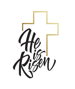 He is risen lettering isolated on white background vector image