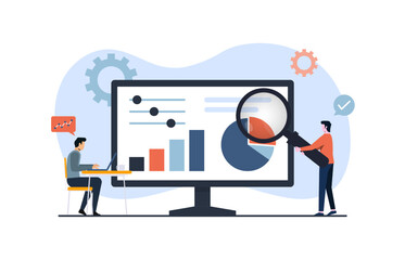 Statistical and Data analysis for business finance investment concept with business people team working on monitor graph dashboard, smart business analysis, financial data report