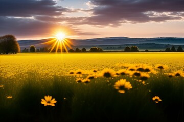 sunset over the field