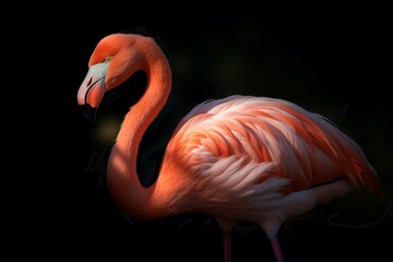 Fototapeta na wymiar Flamingo in sunny light. Generate Ai