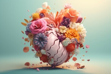 Floral heart 3d. Generate Ai