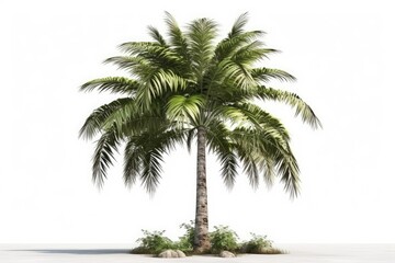 single palm tree on a blank white background. Generative AI