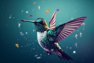 Cute flying hummingbird. Generate Ai